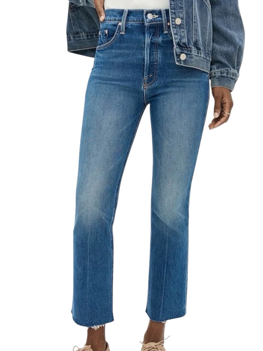 Mother Jeans The Tripper Ankle Fray Womens 25 Designer Denim High Rise